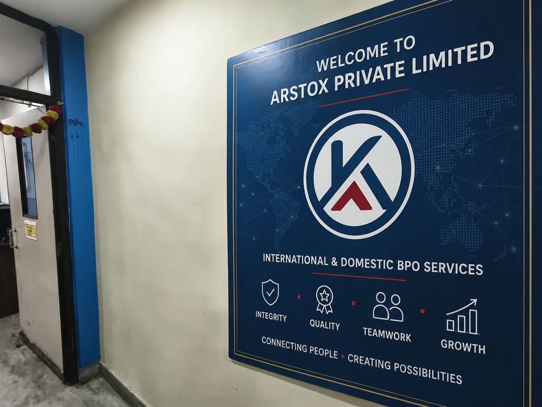 Welcome to ARSTOX PRIVATE LIMITED — office entrance signage